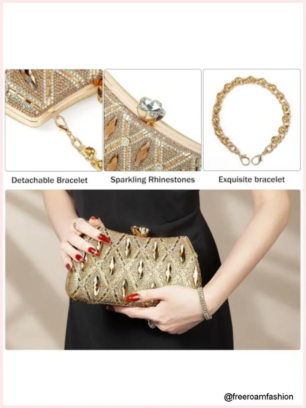 Sparkly Rhinestone Sequin Clutch Evening Bag Purse Handbag Bridal Wedding Party